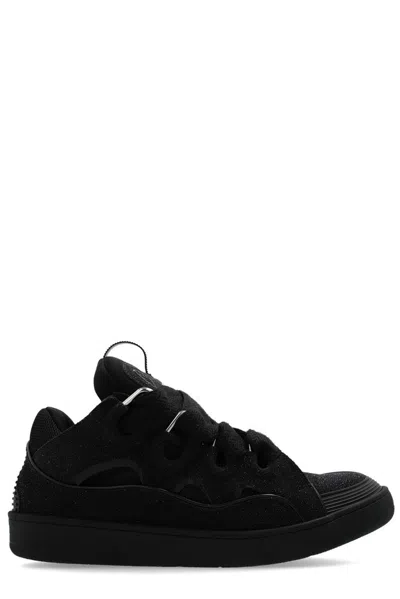 Lanvin Leather Curb Sneakers In Black