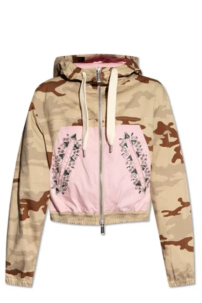 Dsquared2 Camouflage-print Hooded Jacket In Neutrals