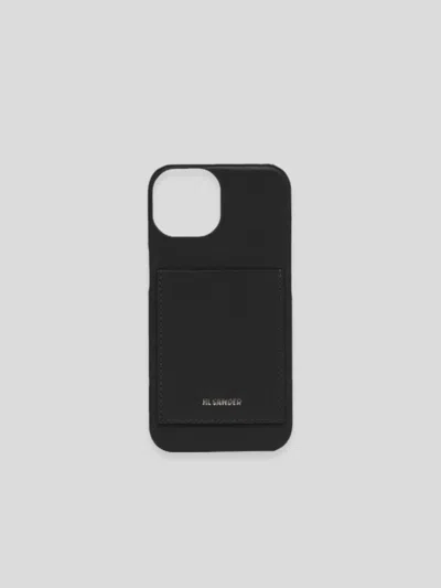 Jil Sander Logo Embossed Iphone 14 Phone Case In Black