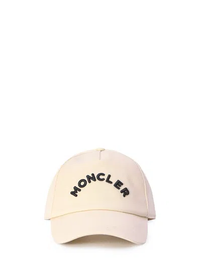 Moncler Baseball Cap With Logo In Ivory