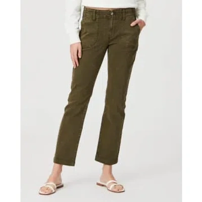 Paige Mayslie Patch Pocket Ankle Straight Leg Jeans In Green