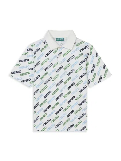 Kenzo Kids' Logo-print Organic Cotton Polo Shirt In Ivory
