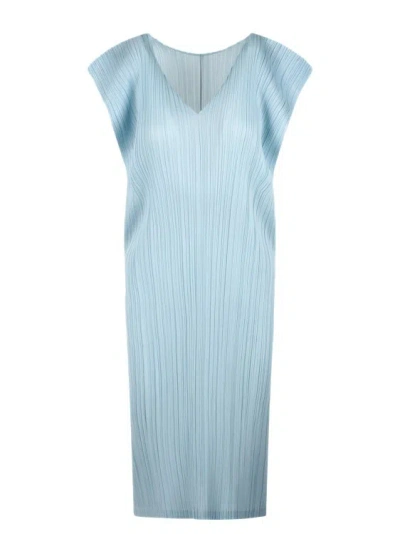 Issey Miyake Women's March Pleated Cap-sleeve Midi-dress In Blue