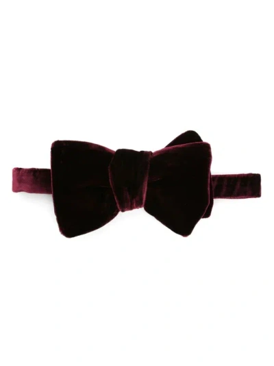 Tom Ford Velvet Adjustable Bow Tie In Burgundy