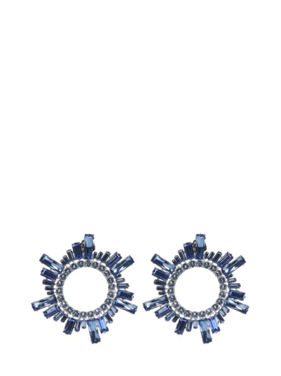 Amina Muaddi Begum Embellished Mini Earrings In Blue