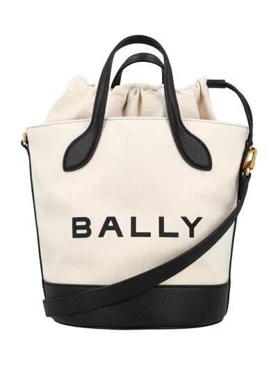 Bally Bar 8 Hours Bucket Bag In Natural/black+gold