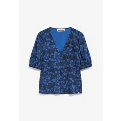 Armedangels Saarita Lenzing™ Ecovero™ Viscose Floral Blouse In Blue