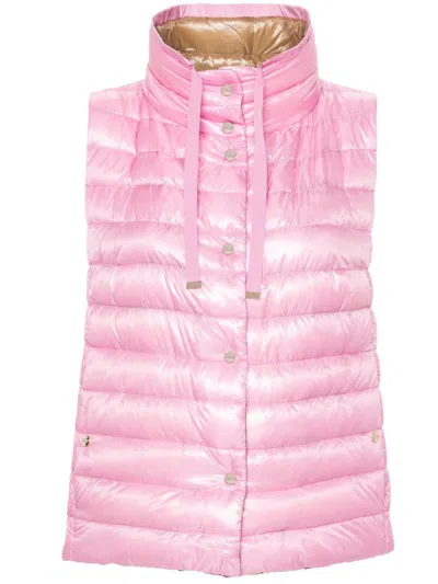 Herno Reversible Hooded Puffer Vest In Pink