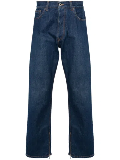 Off-white Blue Zipped-cuffs Straight-leg Jeans In 4400 Medium Blue No Colour