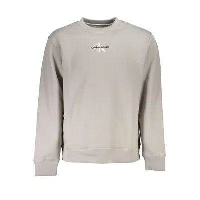 Calvin Klein Elegant Crew Neck Fleece Sweatshirt In Gray