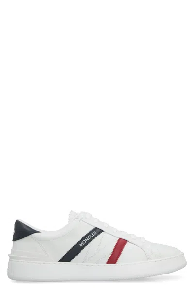Moncler Monaco Leather Low-top Sneakers In Bianco