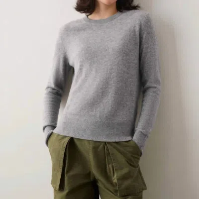 White + Warren Cashmere Classic Crewneck In Gray Heather In Grey