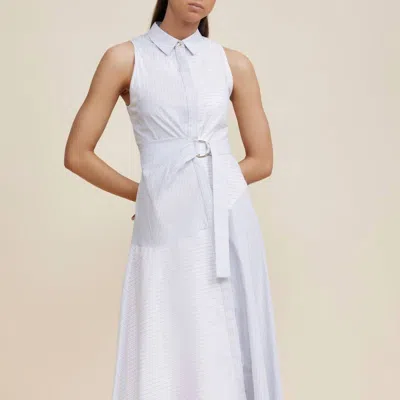 Acler Edgar Striped Sleeveless Shirt Dress In White