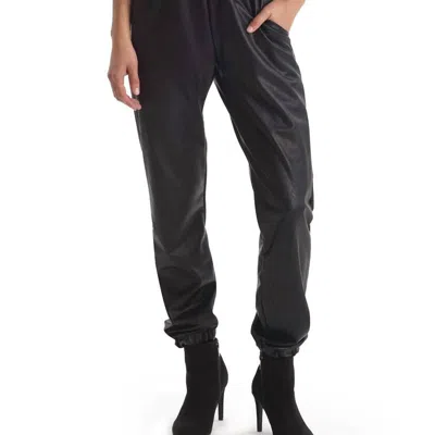 Commando Faux Leather Smocked Jogger In Black
