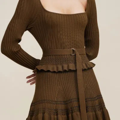 Acler Wotton Dress In Hunter Green Mix In Brown