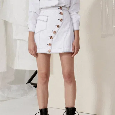 Acler Golding Denim Skirt In White