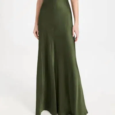 L Agence Clea Scoop Neck Slip Dress In Dark Moss In Green