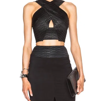 L Agence Criss Cross Crop Top In Black