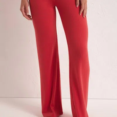 Z Supply Cross Over Flare Pants In Candy Red