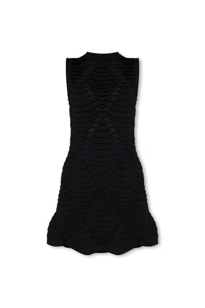 Alaïa Alaia Womens Noir Alaia Python Textured Flared-hem Knitted Mini Dress In Black