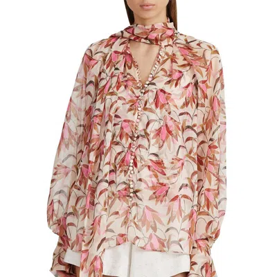 Acler Cathedral Blouse In Pink Wandering Floral
