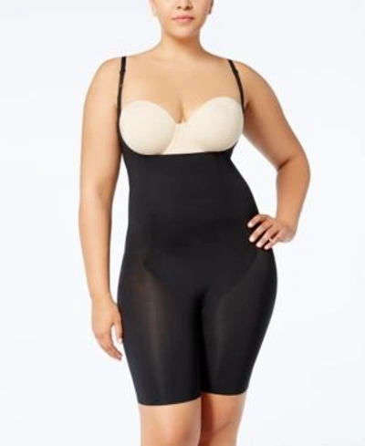 Spanx Women's Plus Size Thinstincts Open-bust Mid-thigh Bodyshaper 10021p In Very Black