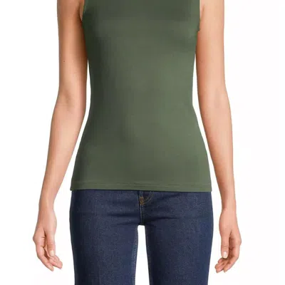 Majestic Soft Touch Sleeveless Turtleneck In Mousse In Green