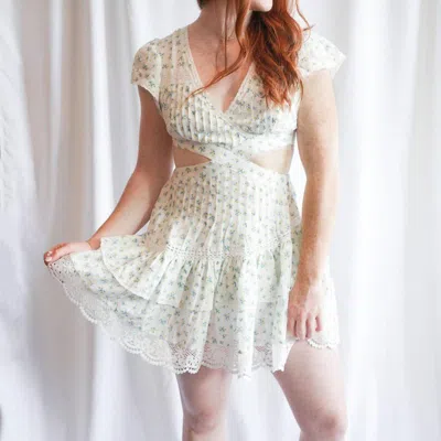 Mable Lace Flutter Sleeve Mini Dress In White