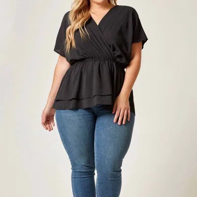 Andree By Unit Plus Woven Tiered Hemline Top In Black