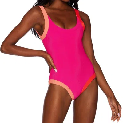 Beach Riot Linda One Piece In Magenta Coral In Pink