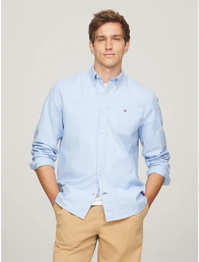 Tommy Hilfiger Regular Fit Solid Stretch Oxford Shirt In Provence