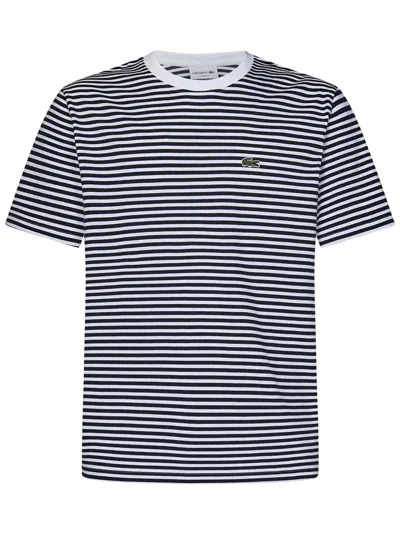 Lacoste Striped Cotton T-shirt In Blue