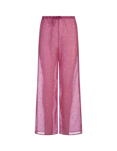 Oseree Gem Sheer Trousers In Pink