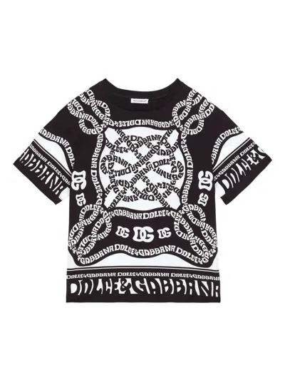 Dolce & Gabbana Kids' Marina-print Cotton T-shirt In Neutral
