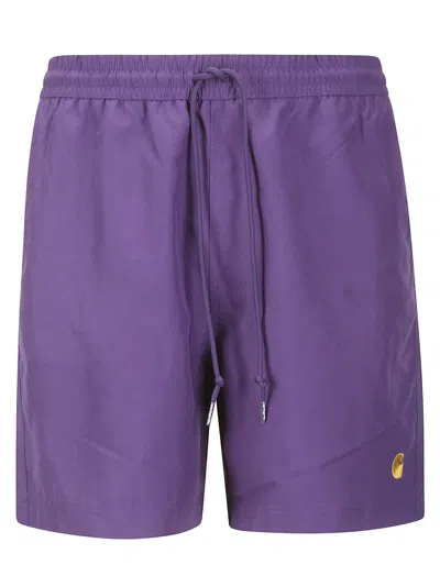 Carhartt Purple Chase Swim Shorts In 1huxx Arrenga / Gold