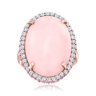 Ross-simons Opal, White Zircon And . Pink Sapphire Ring In 18kt Rose Gold Over Sterling
