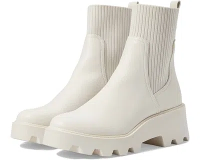 Dolce Vita Villa Ivory Platform Lug Sole Chelsea High Heel Boots In White