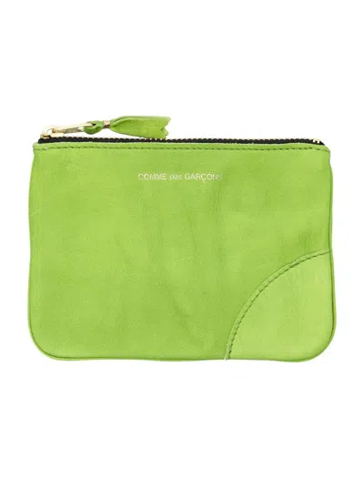Comme Des Garçons Washed Zip Pouch In Green