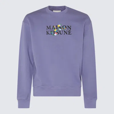 Maison Kitsuné Purple Slate Cotton Flower Lettering Sweatshirt