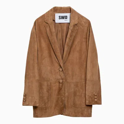 Sword 6.6.44 Swd By S.w.o.r.d. Beige Suede Single-breasted Jacket In Brown