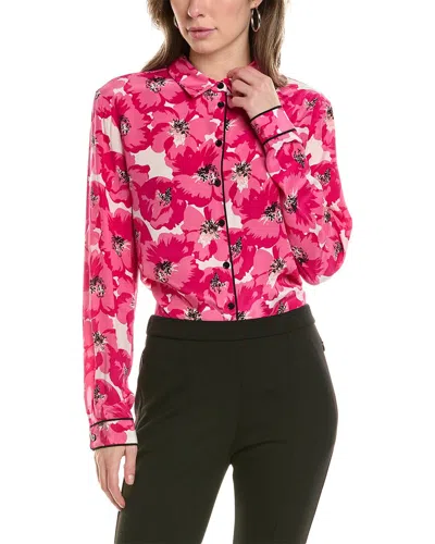 The Kooples Summer Party Silk Shirt In Pink