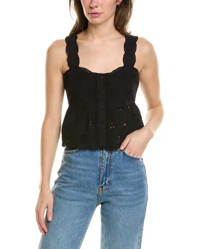 The Kooples Floral Embroidered Peplum Top In Black