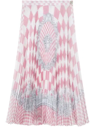Versace `silver Baroque` Print Long Skirt In Pink