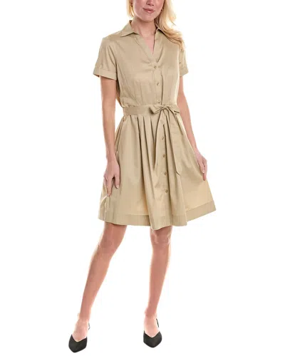 Brooks Brothers Pleated Shirtdress In Brown