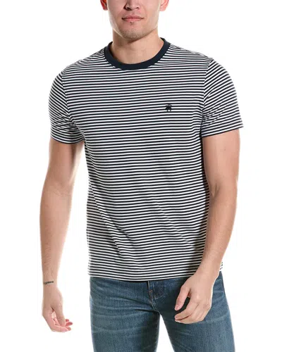 Brooks Brothers Cotton Feeder Stripe T-shirt | Navy | Size Medium In Blue