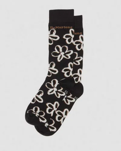 Dr. Martens' Floral Scribble Organic Cotton Socks In Black