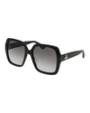 Gucci Gg0053s 001 Black Acetate Square Womens Sunglasses In Black/gray Gradient