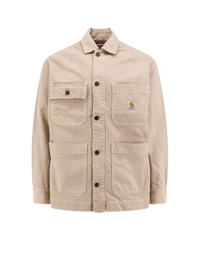 Carhartt Cotton Shirt With Frontal Logo Patch In Neutral