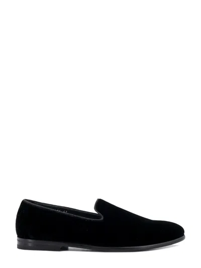 Doucal's Almond-toe Velvet Loafers In Black