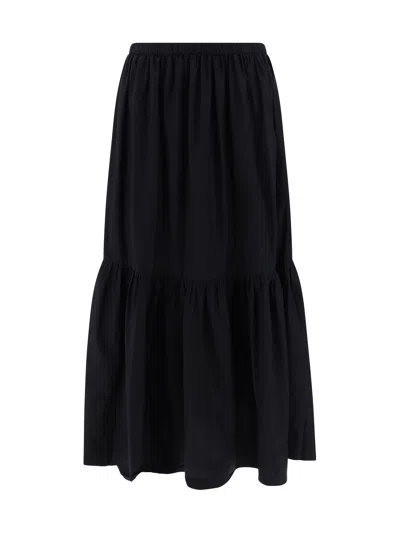 Ganni Cotton Poplin Maxi Skirt In Black